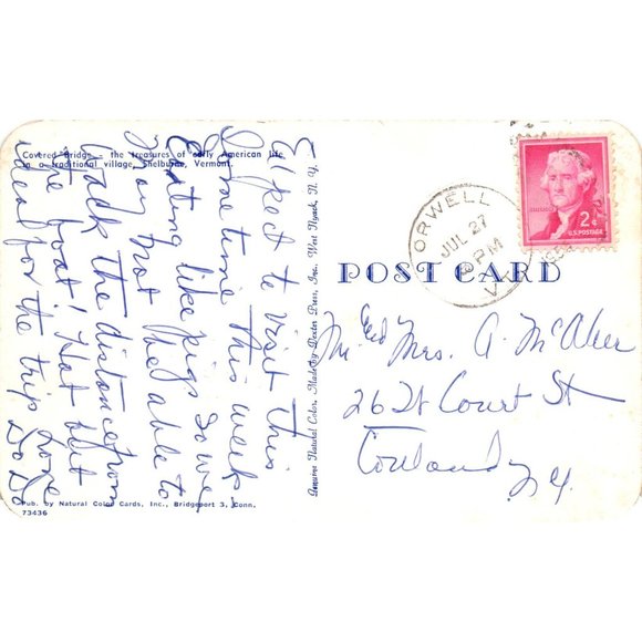 Covered Bridge Shelburne Vermont Postcard Travel Souvenir Unposted Vintage - Picture 2 of 2